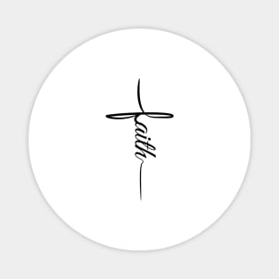 Faith in Curved Font Cross Illustration Christmas gift Magnet